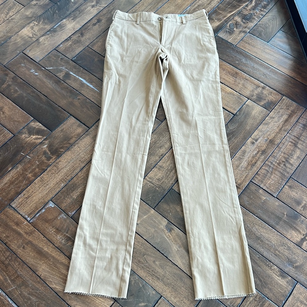 Frank’s made in USA Trim fit plain front Revelotion unhemmed long inseam chinos